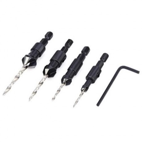 4PCS 4MM - 10MM WOOD DRILL BIT QUICK CHANGE TOOL HEXAGONAL REAMER (BLACK)