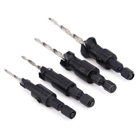 4PCS 4MM - 10MM WOOD DRILL BIT QUICK CHANGE TOOL HEXAGONAL REAMER (BLACK)