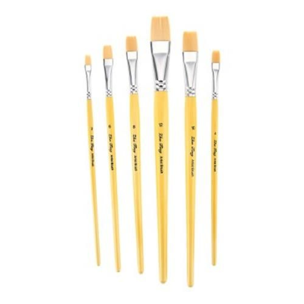 ZHUTING 6PCS NYLON HAIR PAINT BRUSH ARTIST WATERCOLOR ACRYLIC OIL PAINTING (YELLOW)