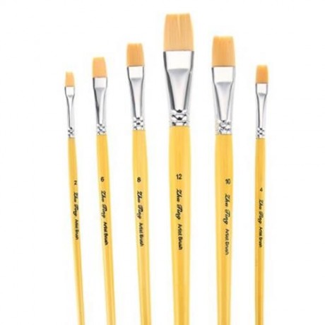 ZHUTING 6PCS NYLON HAIR PAINT BRUSH ARTIST WATERCOLOR ACRYLIC OIL PAINTING (YELLOW)