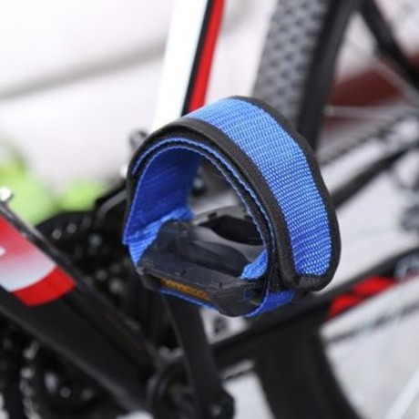 BICYCLE LIGHTWEIGHT ANTI-SLIP DOUBLE ADHESIVE STRAP PEDAL TOE CLIP BELT (BLUE)