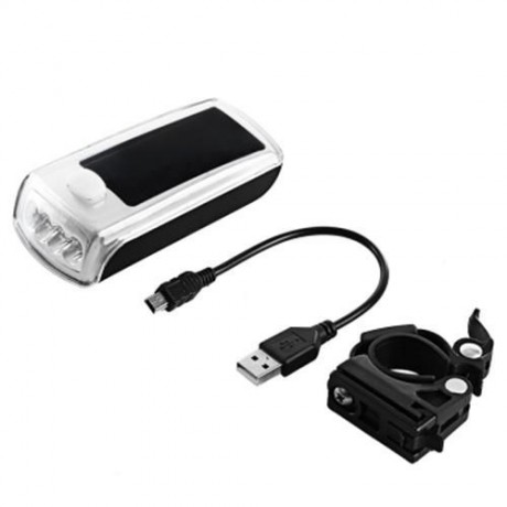 4-LED SOLAR BIKE HEAD LIGHT FRONT TORCH LAMP OUTDOOR EQUIPMENT (SILVER)