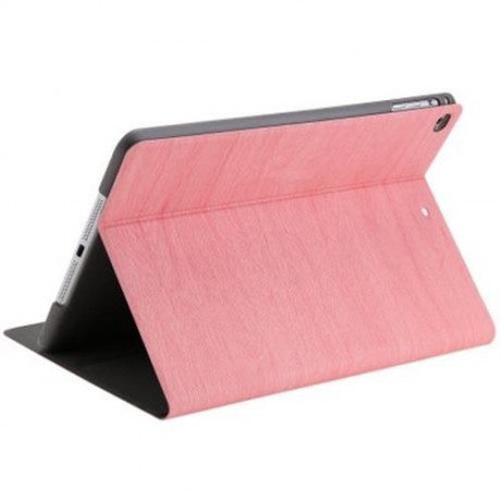 WOOD GRAIN FLIP CASE PU LEATHER PROTECTIVE CARRY SHELL STAND HOLDER FOR IPAD AIR 2 (PEACH