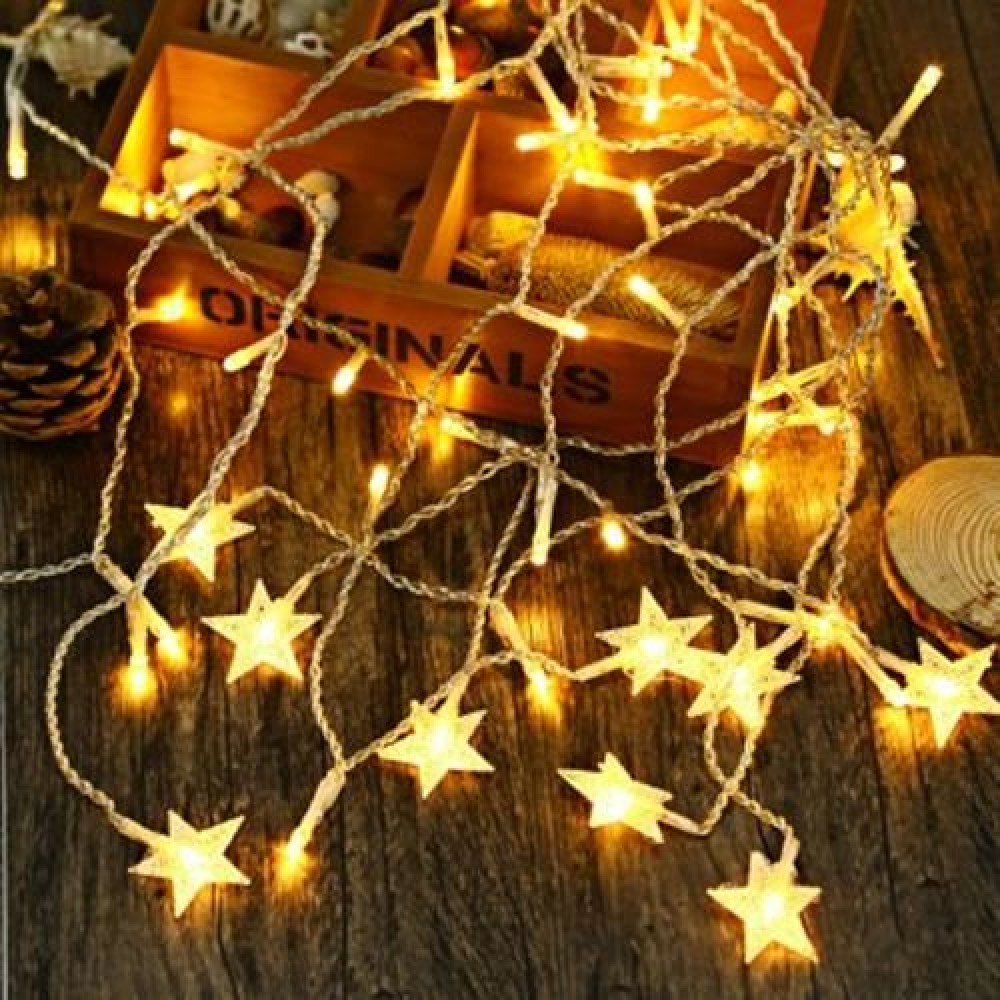 AC 110 - 220V 4M DROOP 0.6M STAR STRING FAIRY LIGHT CURTAIN ICICLE DECORATIVE LAMP (WARM W