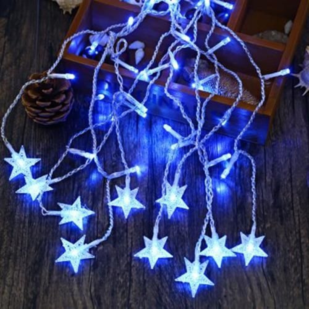 AC 110 - 220V 4M DROOP 0.6M STAR STRING FAIRY LIGHT CURTAIN ICICLE DECORATIVE LAMP (BLUE)