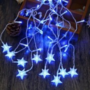 AC 110 - 220V 4M DROOP 0.6M STAR STRING FAIRY LIGHT CURTAIN ICICLE DECORATIVE LAMP (BLUE)