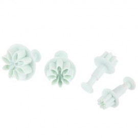 4PCS SUNFLOWER PLASTIC PLUNGER DAISY FLOWER COOKIE CAKE DECORATING FONDANT MOLD (MINT GREE