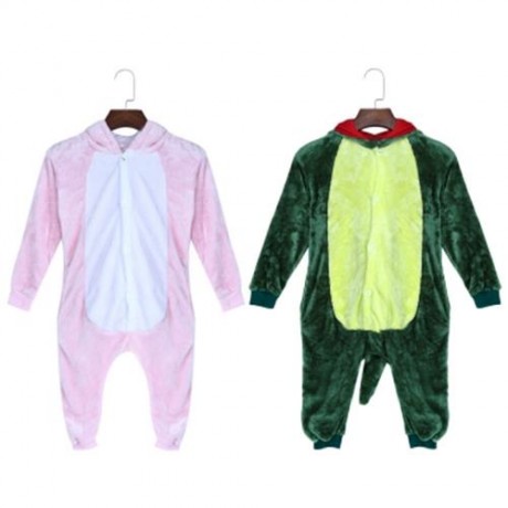 CUTE CHILD CARTOON SHAPE SOFT FLANNEL HOODED PAJAMAS (PINK)