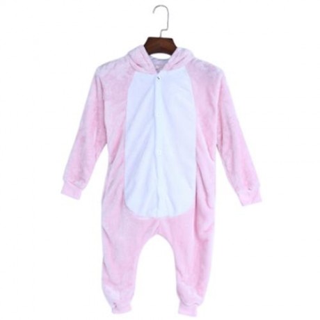 CUTE CHILD CARTOON SHAPE SOFT FLANNEL HOODED PAJAMAS (PINK)