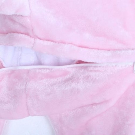 CUTE CHILD CARTOON SHAPE SOFT FLANNEL HOODED PAJAMAS (PINK)