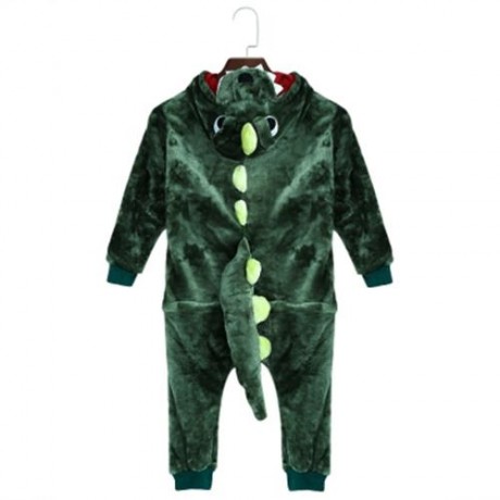 CUTE CHILD CARTOON SHAPE SOFT FLANNEL HOODED PAJAMAS (GREEN)
