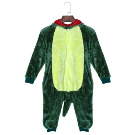 CUTE CHILD CARTOON SHAPE SOFT FLANNEL HOODED PAJAMAS (GREEN)