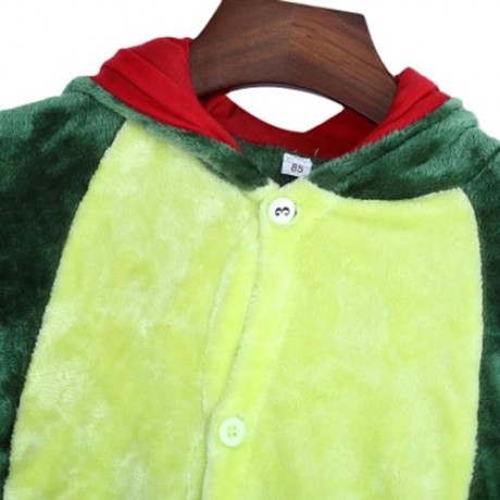 CUTE CHILD CARTOON SHAPE SOFT FLANNEL HOODED PAJAMAS (GREEN)