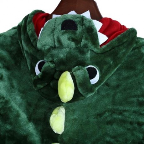 CUTE CHILD CARTOON SHAPE SOFT FLANNEL HOODED PAJAMAS (GREEN)