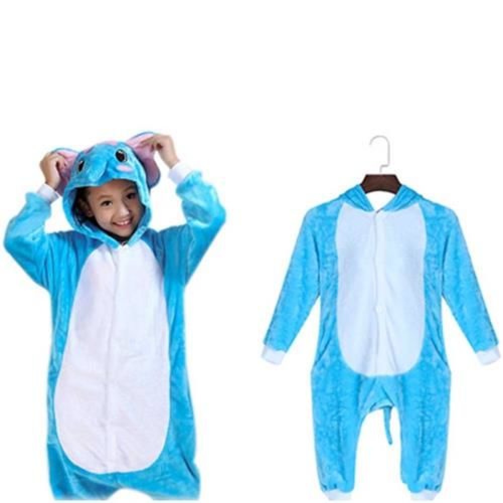 LOVELY CHILD ELEPHANT SHAPE LONG SLEEVE SOFT FLANNEL PAJAMAS (BLUE)