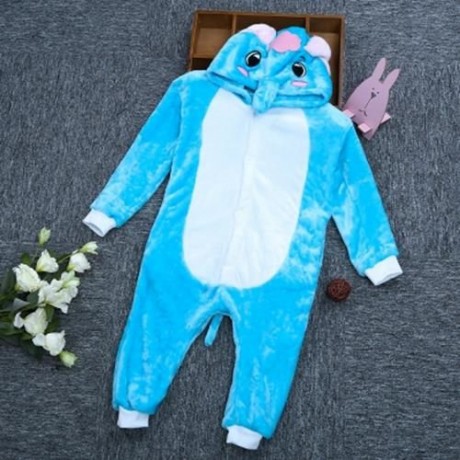 LOVELY CHILD ELEPHANT SHAPE LONG SLEEVE SOFT FLANNEL PAJAMAS (BLUE)