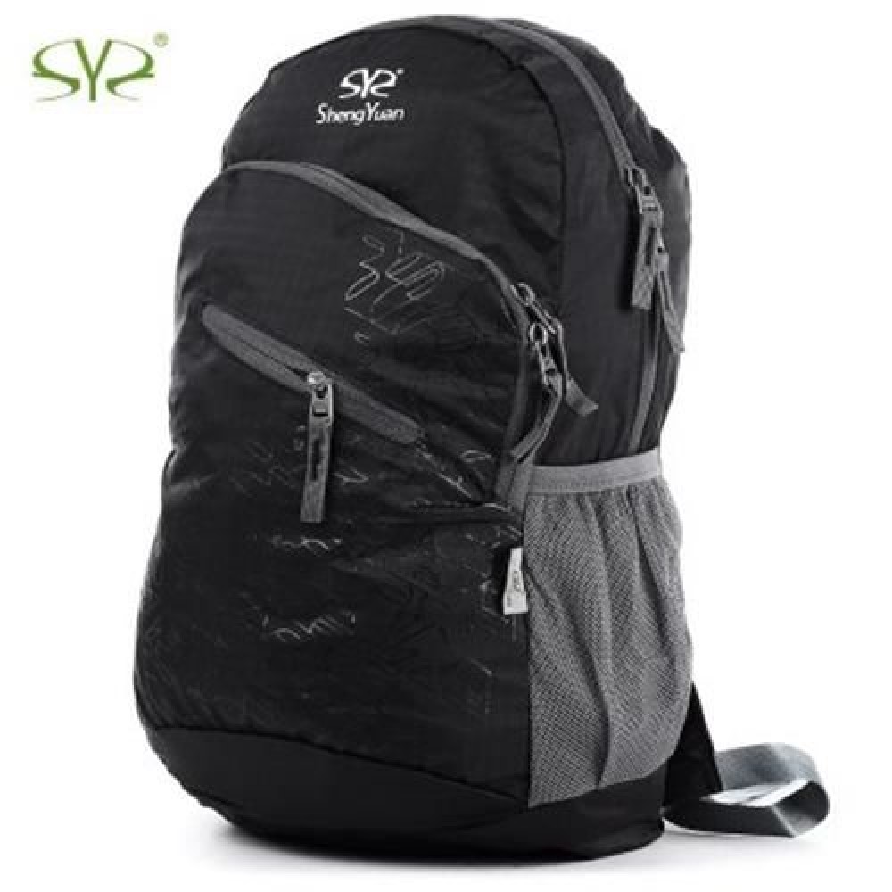 SHENGYUAN - 107 LIGHTWEIGHT BACKPACK FOLDING BAG PACKSACK OUTDOOR TOOL (BLACK)