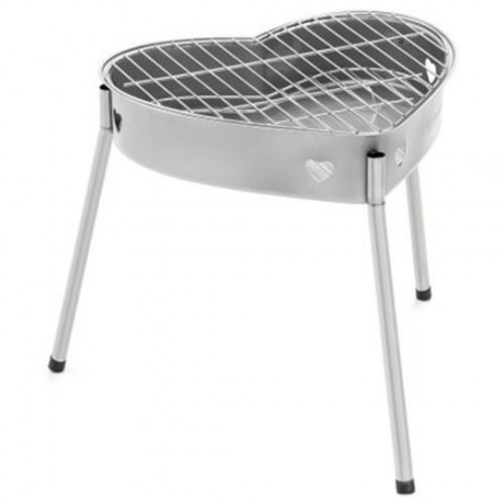 PORTABLE BARBECUE GRILL WITH HEART SHAPE (SILVER)