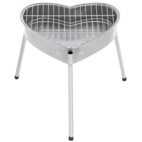 PORTABLE BARBECUE GRILL WITH HEART SHAPE (SILVER)