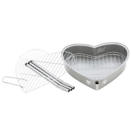 PORTABLE BARBECUE GRILL WITH HEART SHAPE (SILVER)