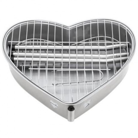 PORTABLE BARBECUE GRILL WITH HEART SHAPE (SILVER)
