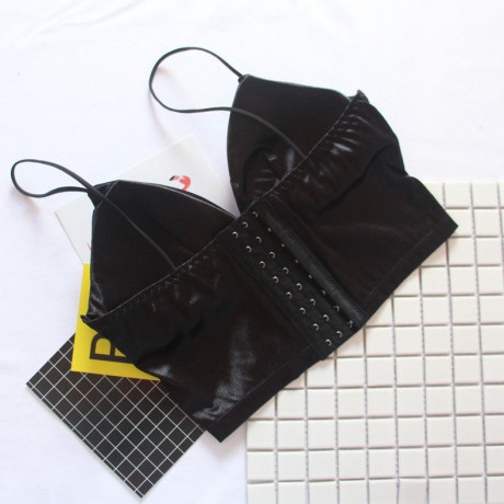 SMOOTH SILKY SEXY CAMISOLE WITH PADDING (BLACK)