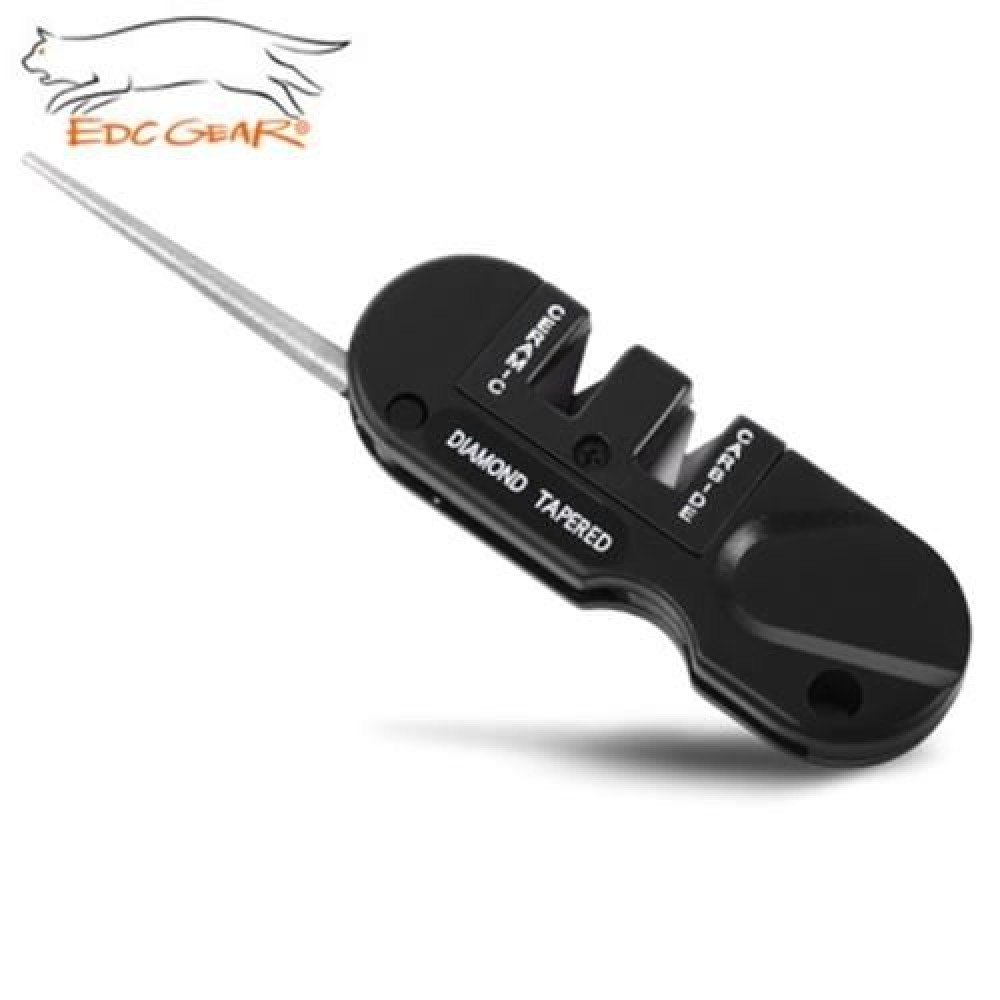 EDCGEAR OUTDOOR SURVIVAL ABS POCKET KNIFE SHARPENER WITH CERAMIC SLOT TAPERED DIAMOND ROD 