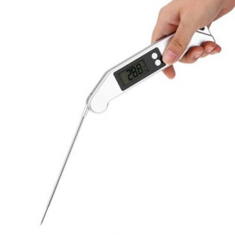 TS - BN61 DIGITAL COOKING FOOD THERMOMETER LCD SCREEN FOR MILK COFFEE BARBECUE (SILVER GRA