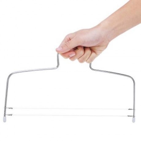 STAINLESS STEEL DOUBLE ADJUSTABLE WIRE CAKE SLICER LEVELER CUTTER (SILVER)
