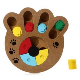 WOODEN PAW SHAPE PET TREAT FOOD HIDING PUZZLE IQ TRAINING INTERACTIVE EDUCATIONAL TOYS FOR