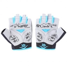 COOLCHANGE PAIR OF SHOCK-ABSORBING FOAM PAD HALF FINGER BIKE GLOVE (BLUE)