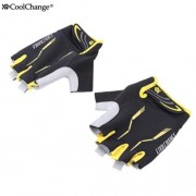COOLCHANGE PAIR OF SHOCK-ABSORBING FOAM PAD HALF FINGER BIKE GLOVE (YELLOW)