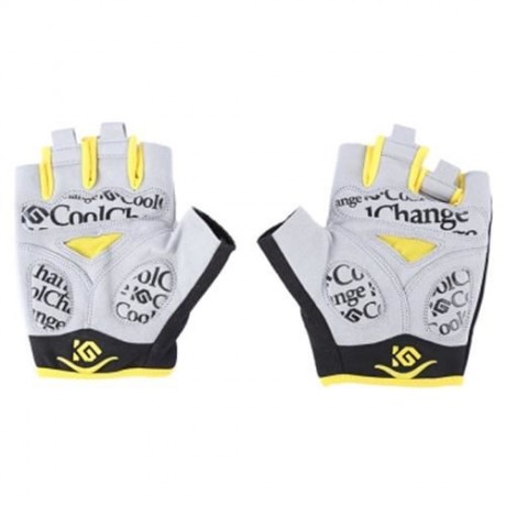 COOLCHANGE PAIR OF SHOCK-ABSORBING FOAM PAD HALF FINGER BIKE GLOVE (YELLOW)