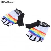 COOLCHANGE SHOCK-ABSORBING FOAM PAD HALF FINGER BIKE GLOVES (WHITE)