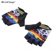 COOLCHANGE SHOCK-ABSORBING FOAM PAD HALF FINGER BIKE GLOVES (BLACK)