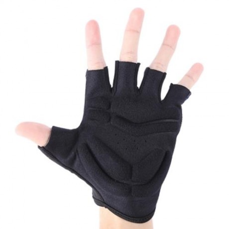 COOLCHANGE SHOCK-ABSORBING FOAM PAD HALF FINGER BIKE GLOVES (BLACK)