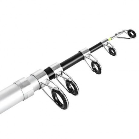 DURABLE FISHING ROD TELESCOPIC GLASS FIBER POLE WITH EVA HANDLE OUTDOOR TOOL (BLACK)