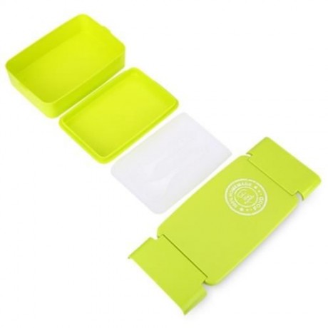 CREATIVE WESTERN STYLE MICROWAVE OVEN LUNCH BOX FOOD CONTAINER WITH SPOON FORK (GREEN)