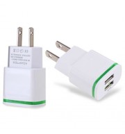 UNIVERSAL 2 USB PORTS HOME WALL POWER SUPPLY ADAPTER CHARGER LED LIGHT (WHITE)