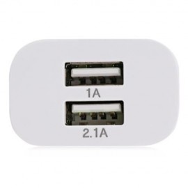 UNIVERSAL 2 USB PORTS HOME WALL POWER SUPPLY ADAPTER CHARGER LED LIGHT (WHITE)