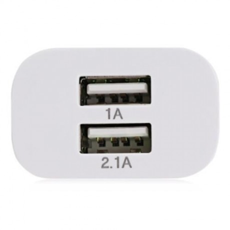 UNIVERSAL 2 USB PORTS HOME WALL POWER SUPPLY ADAPTER CHARGER LED LIGHT (WHITE)
