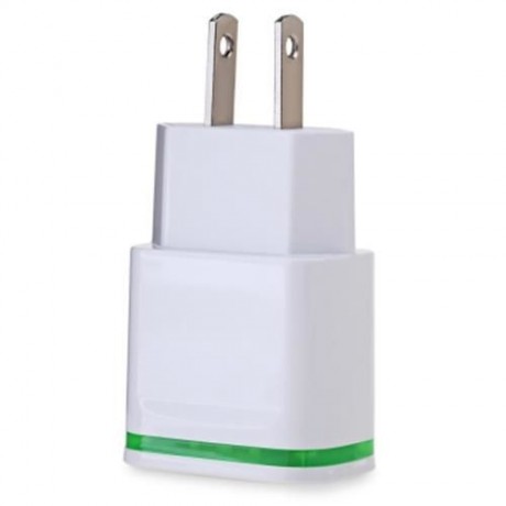 UNIVERSAL 2 USB PORTS HOME WALL POWER SUPPLY ADAPTER CHARGER LED LIGHT (WHITE)