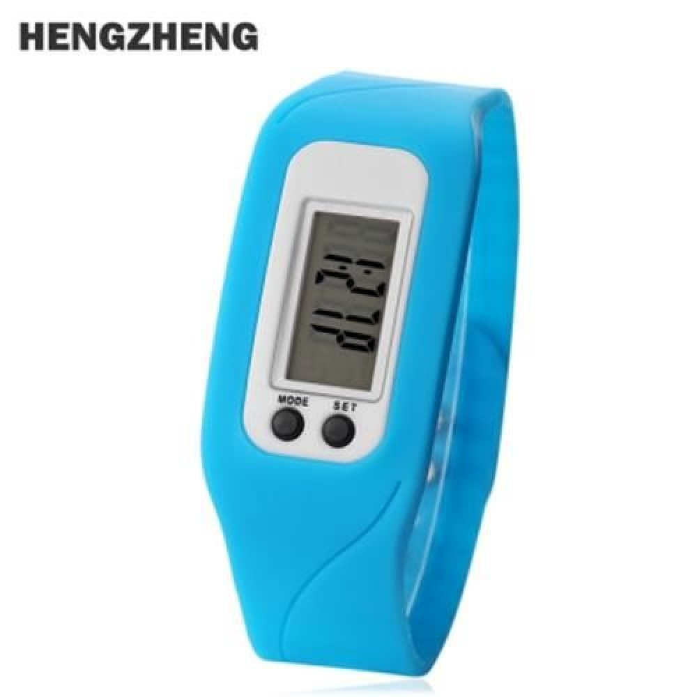 HENGZHENG HZ67 LCD CHILDREN SPORT WATCH STEP CALORIE COUNTER SILICONE BAND WRISTBAND (BLUE