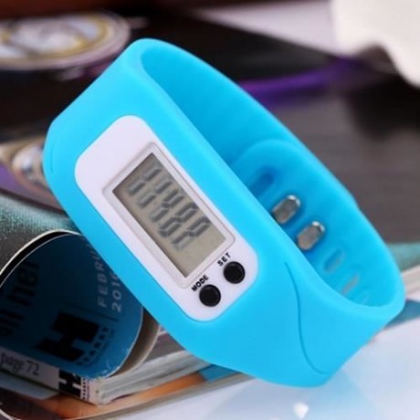HENGZHENG HZ67 LCD CHILDREN SPORT WATCH STEP CALORIE COUNTER SILICONE BAND WRISTBAND (BLUE
