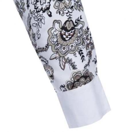 SLIM FIT FLORAL PRINTED LONG SLEEVE CASUAL SHIRT FOR MALE (WHITE)
