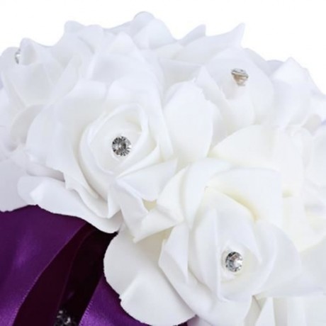 PE FOAM WEDDING BOUQUET BRIDE BRIDESMAID HOLDING ROSE FLOWER (PURPLE)