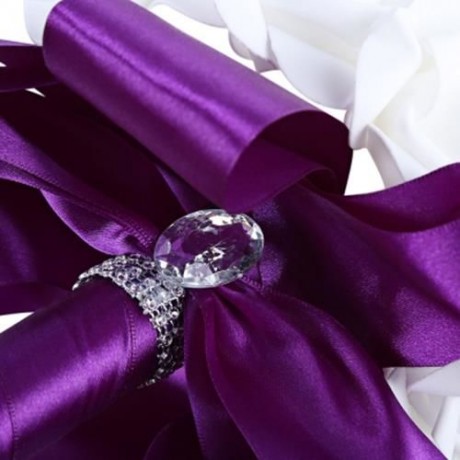 PE FOAM WEDDING BOUQUET BRIDE BRIDESMAID HOLDING ROSE FLOWER (PURPLE)