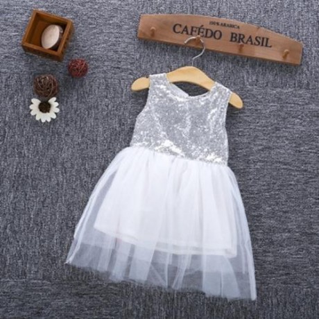 SWEET GIRLS COMFORT COTTON SEQUINS LACE JUMPER SKIRT WITH BOWKNOT (WHITE)