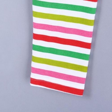 2PCS CUTE GIRLS ELK PRINTED T-SHIRT STRIPED TROUSERS FOR PARTY (WHITE)