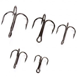 PROBEROS 50PCS NUMBER 2 / 4 / 6 / 8 / 10 FISHING TREBLE HOOK WITH BOX (GUN METAL)